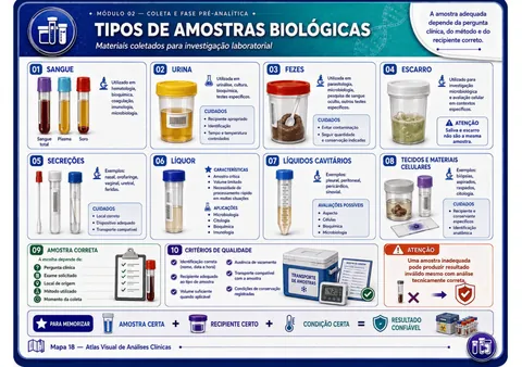 Mapa visual de exemplo: Tipos de Amostras Biológicas